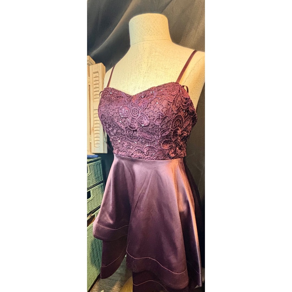 My Michelle Plum‎ Purple Lace Sequin Fit and Flare Homecoming Dress Size 3